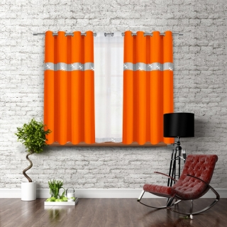 Hotový záves na krúžkoch so zirkónmi 140x160 cm oranžový